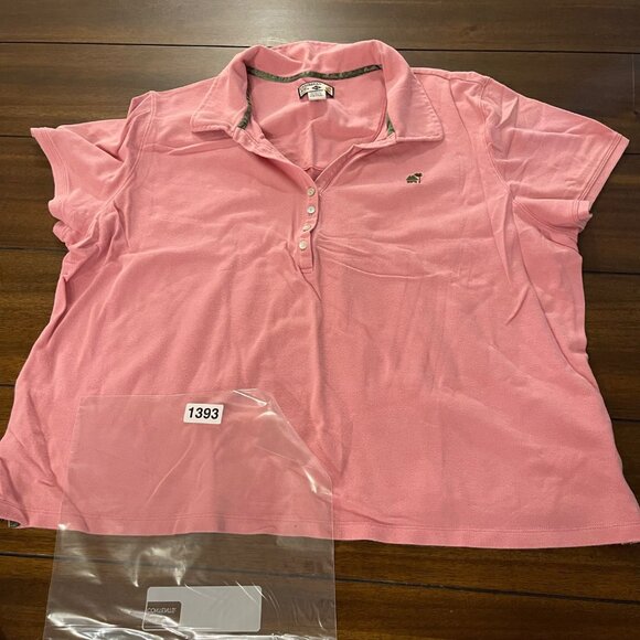 Caribbean Joe Womens Pink Polo Shirt 2X Cotton/Spandex Short Sleeve Button-Up Co - Picture 8 of 8
